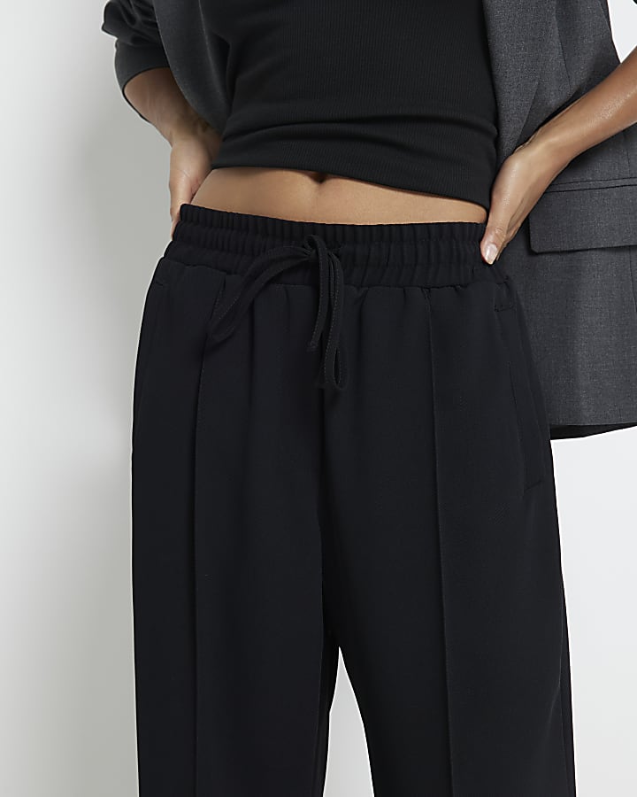 Petite black tailored joggers