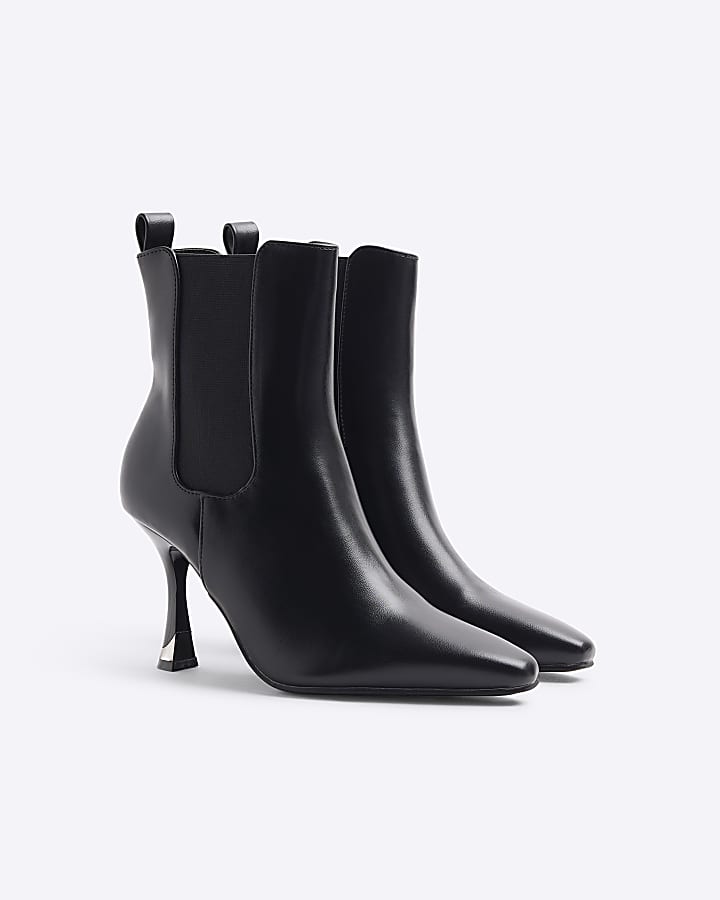 Black Sock Heeled Chelsea Boots