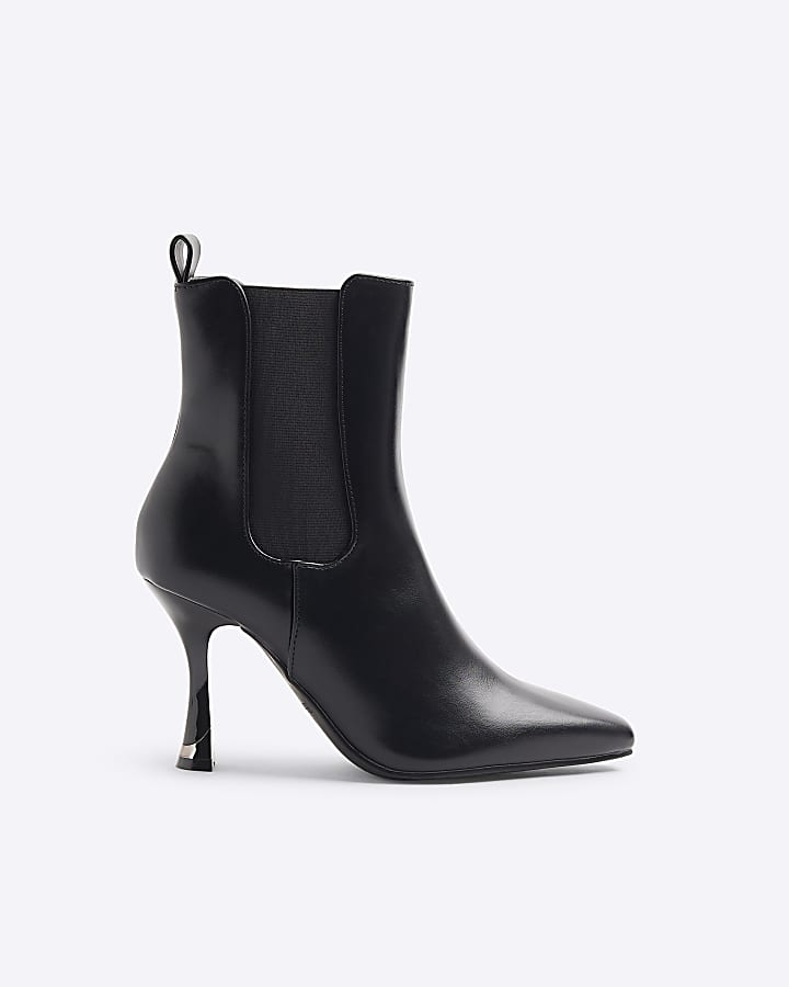 Black Sock Heeled Chelsea Boots