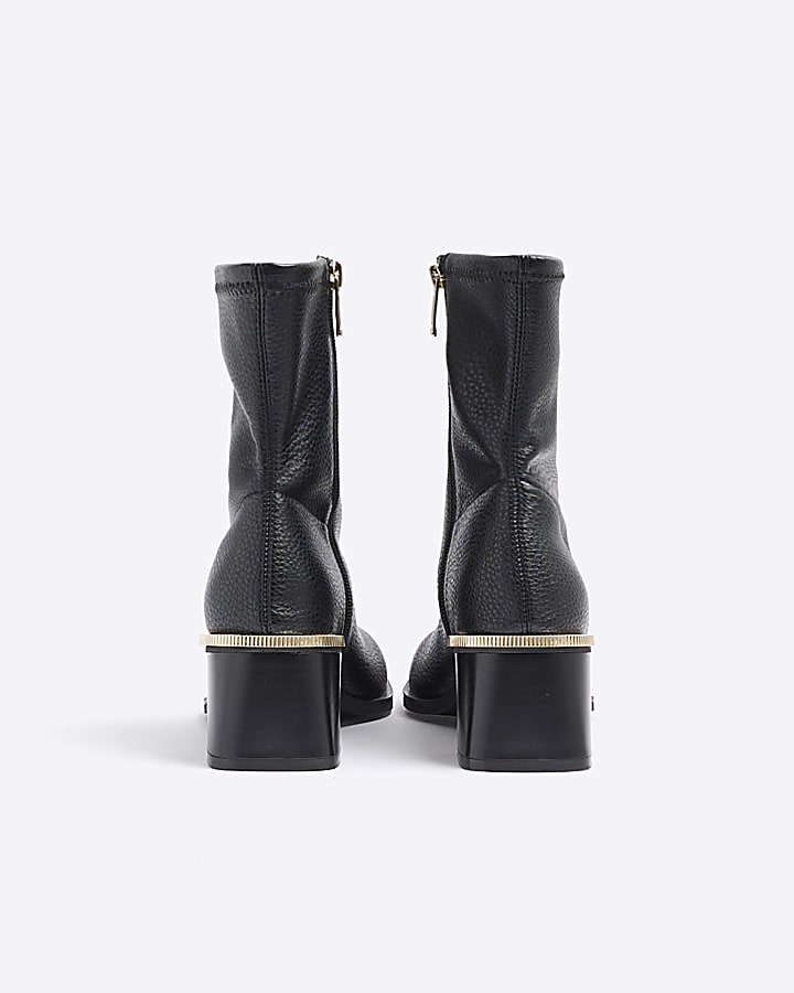 Black Block Heel Sock Boots