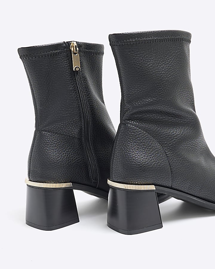 Black Block Heel Sock Boots