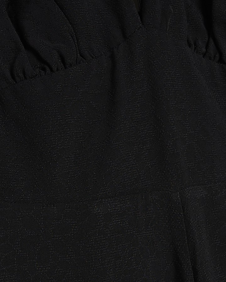 Black Jacquard Halter Neck Jumpsuit