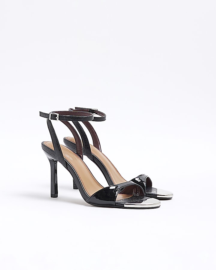 Black Heeled Patent Sandals