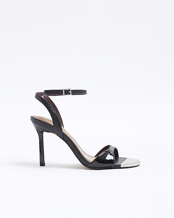 Black Heeled Patent Sandals