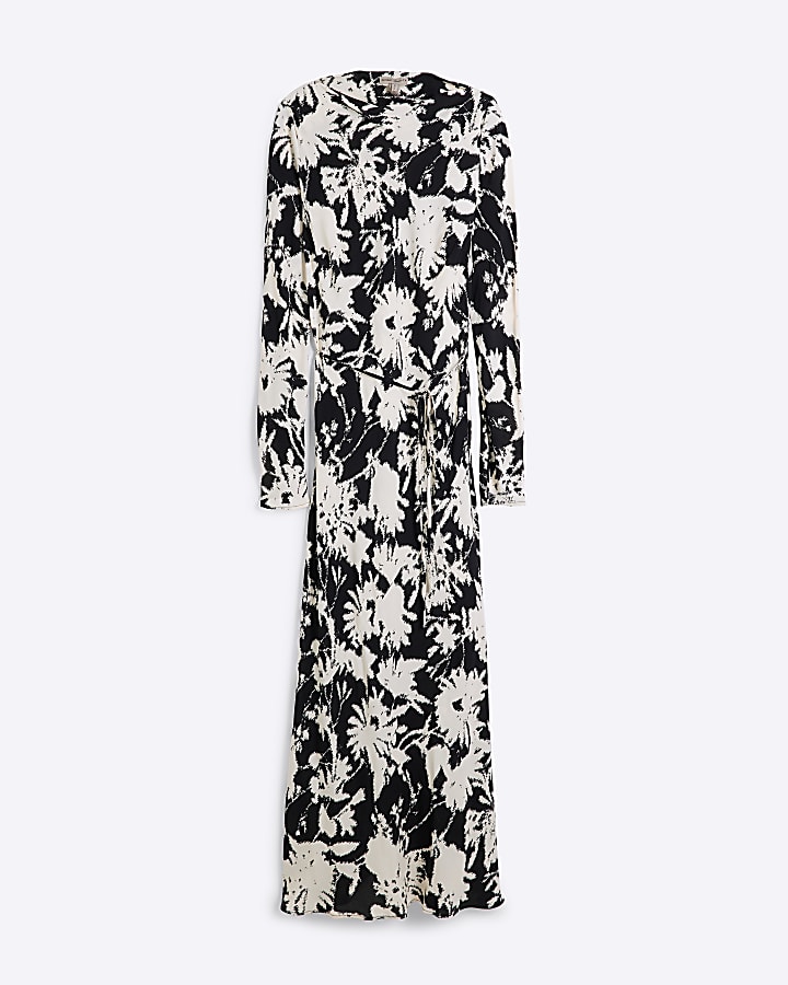 Black floral print maxi dress