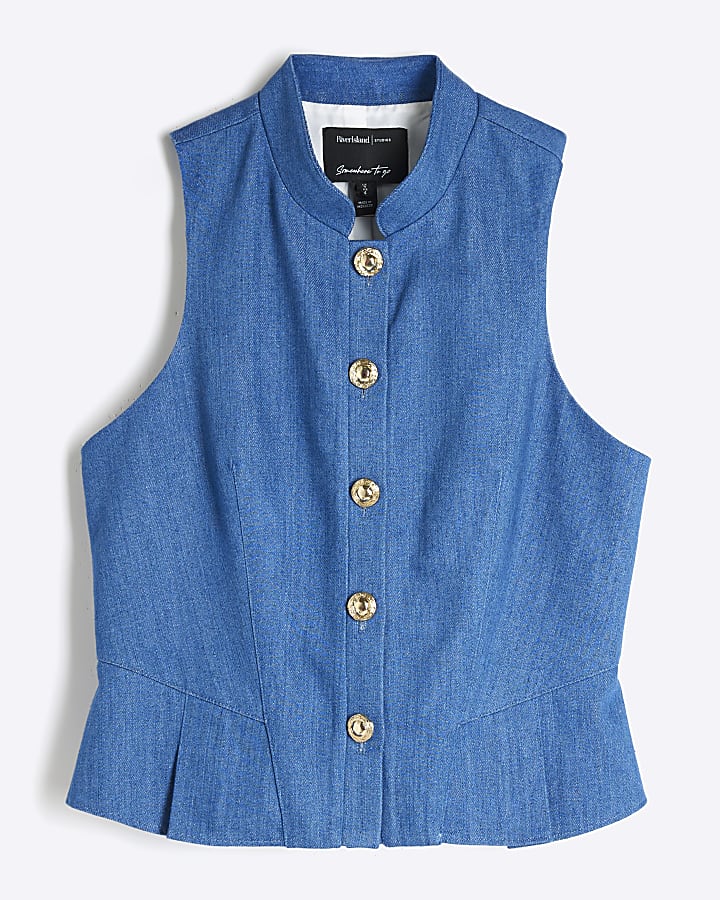 Petite Denim button up waistcoat