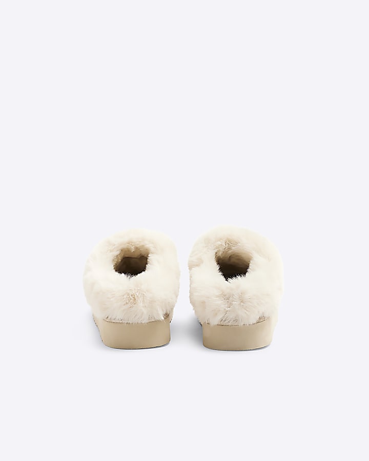 Gold Faux Fur Leopard Platform Slippers