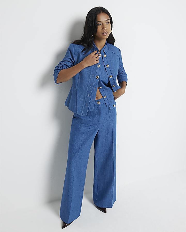 Petite Blue Peplum Denim Jacket