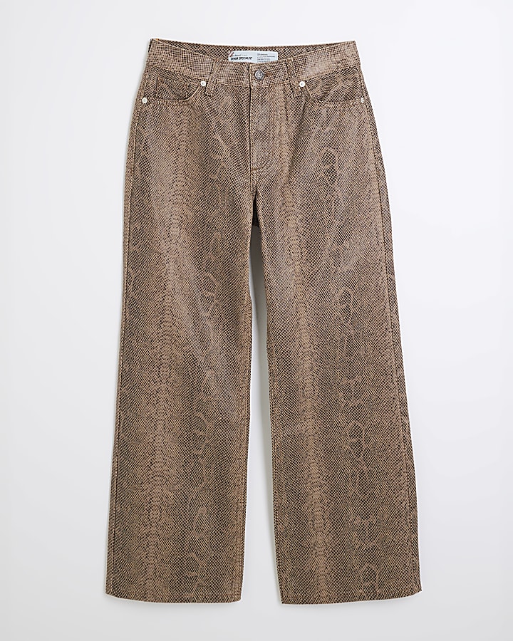 Petite Snakeskin relaxed straight leg jeans