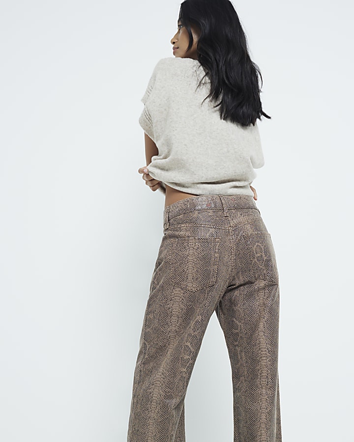 Petite Snakeskin relaxed straight leg jeans