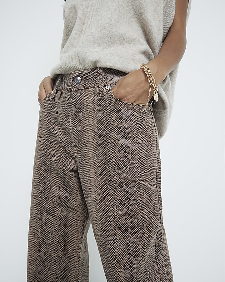 Petite Snakeskin relaxed straight leg jeans