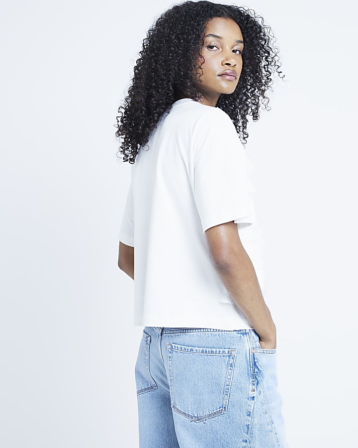 White frill tassel t-shirt
