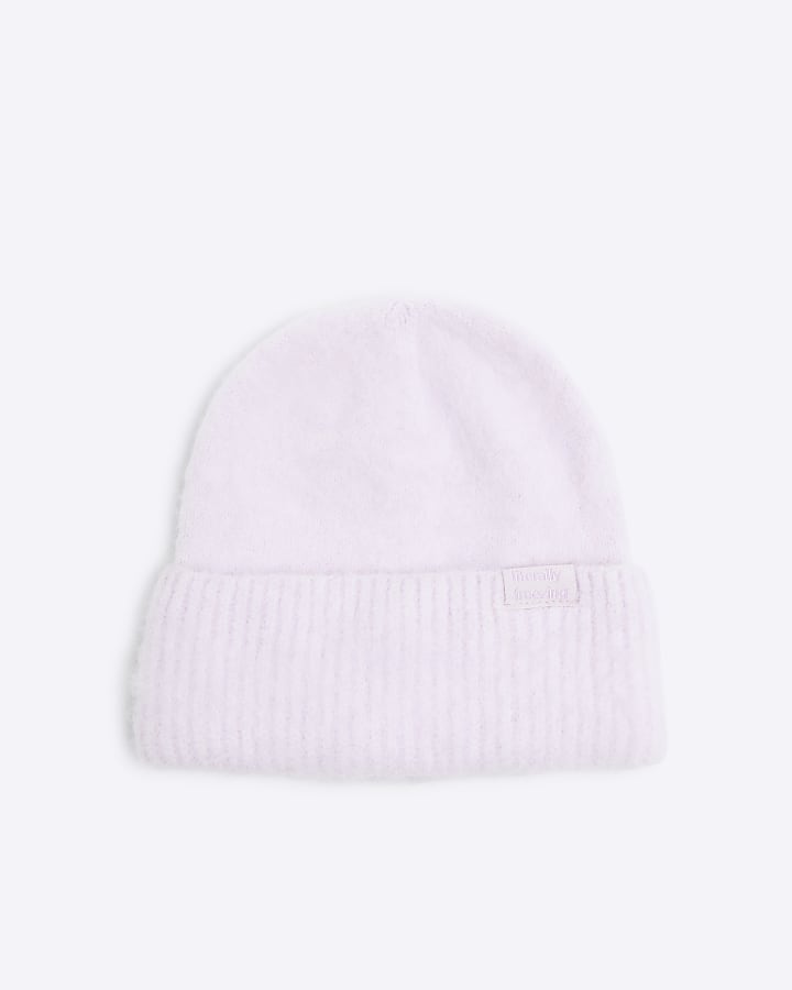 Purple Fluffy Beanie Hat