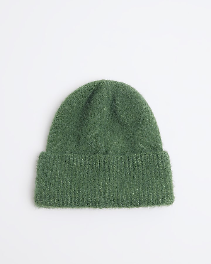 Green Fluffy Beanie Hat