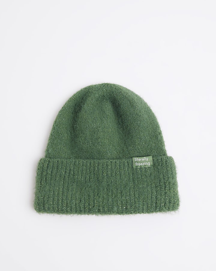 Green Fluffy Beanie Hat