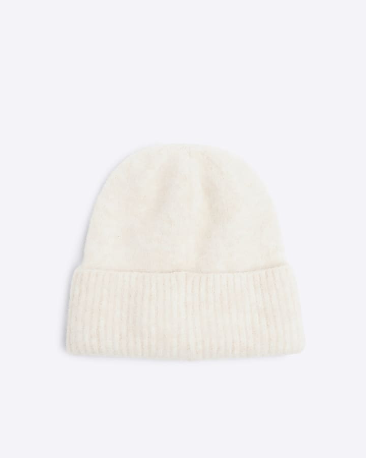 Cream Fluffy Beanie Hat