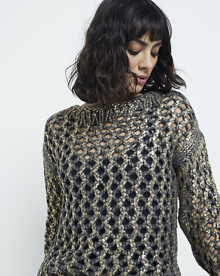 Grey foil cut out jumper