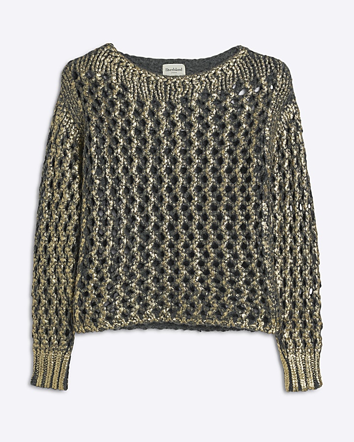 Grey foil cut out jumper