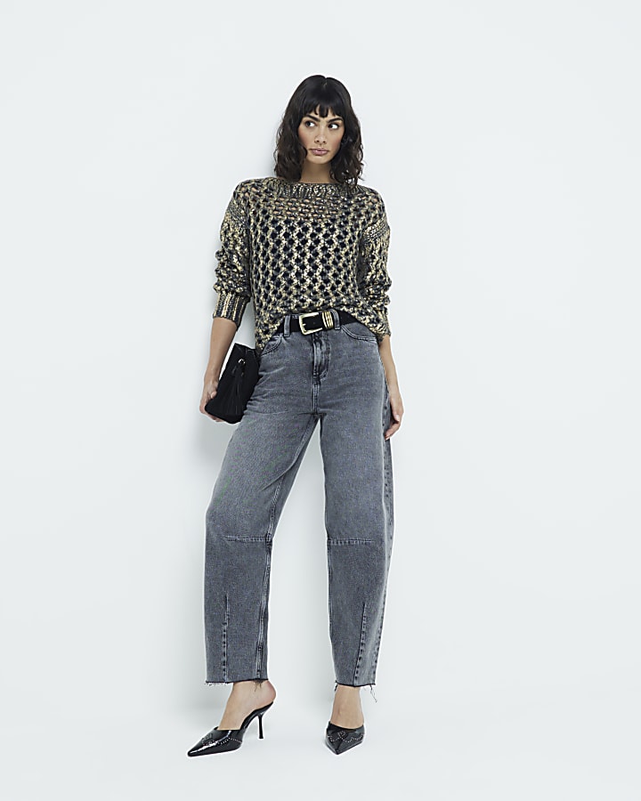 Grey foil cut out jumper