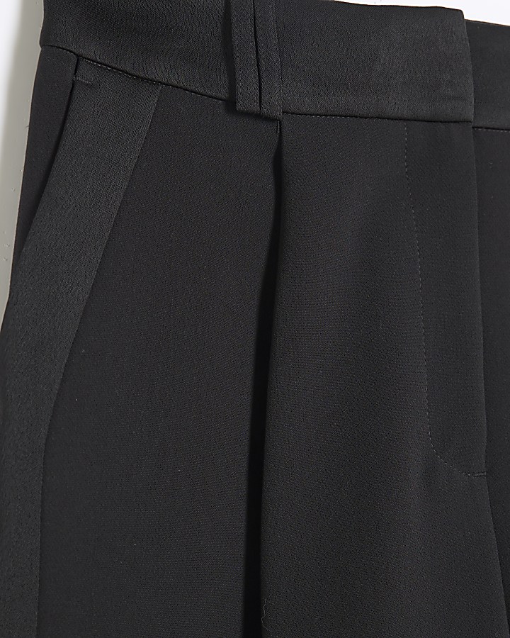 Black Wide Leg Tuxedo Trousers