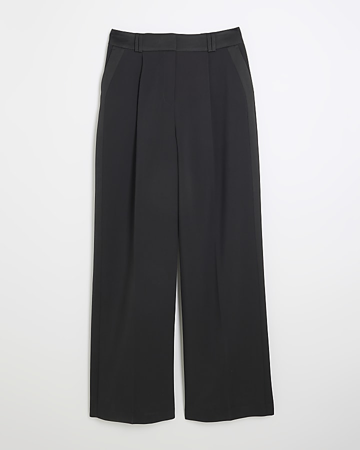 Black Wide Leg Tuxedo Trousers