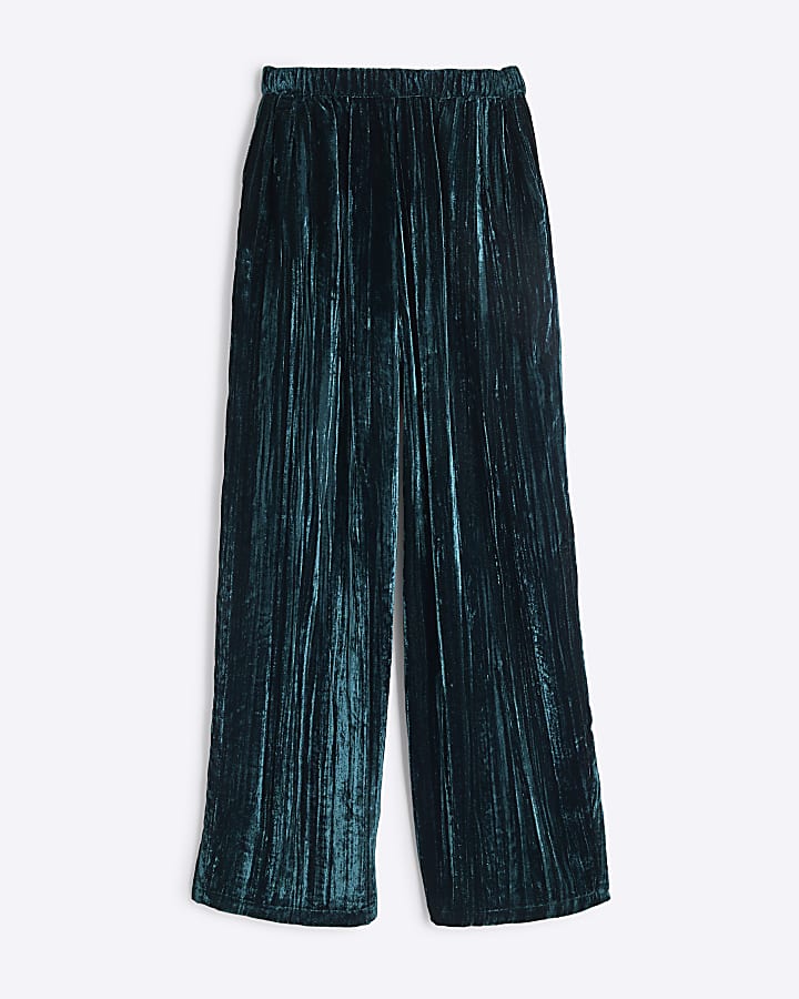 Green Velvet Wide Leg Trousers