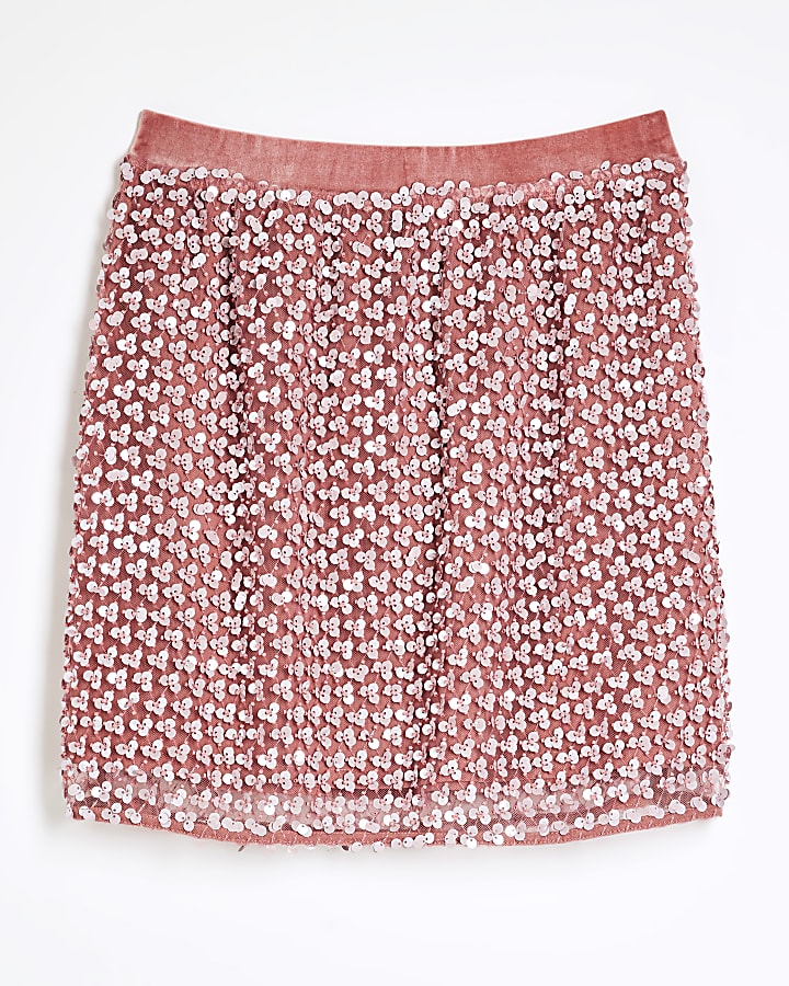 Pink Embellished Mini Skirt