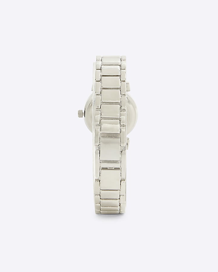 Silver Slim Bar Pave Watch