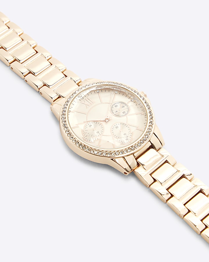 Pink Rose Gold Chunky Pave Watch