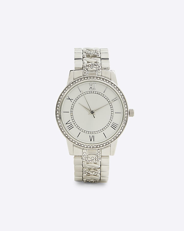 Silver Pave Chain Link Watch