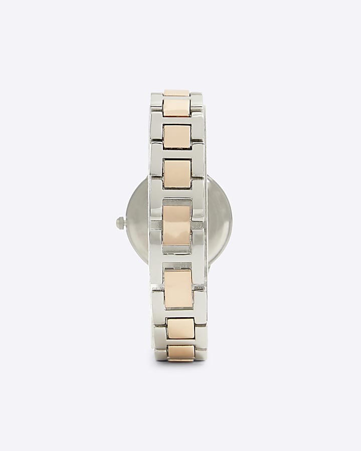 Silver Rose Gold Pave Watch