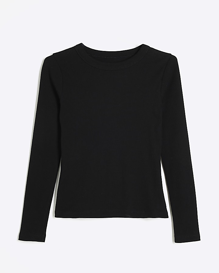 Black long sleeve ribbed t-shirt