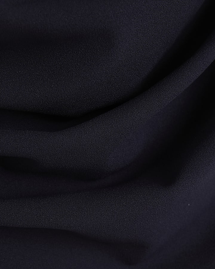 Navy Asymmetric Drape Top