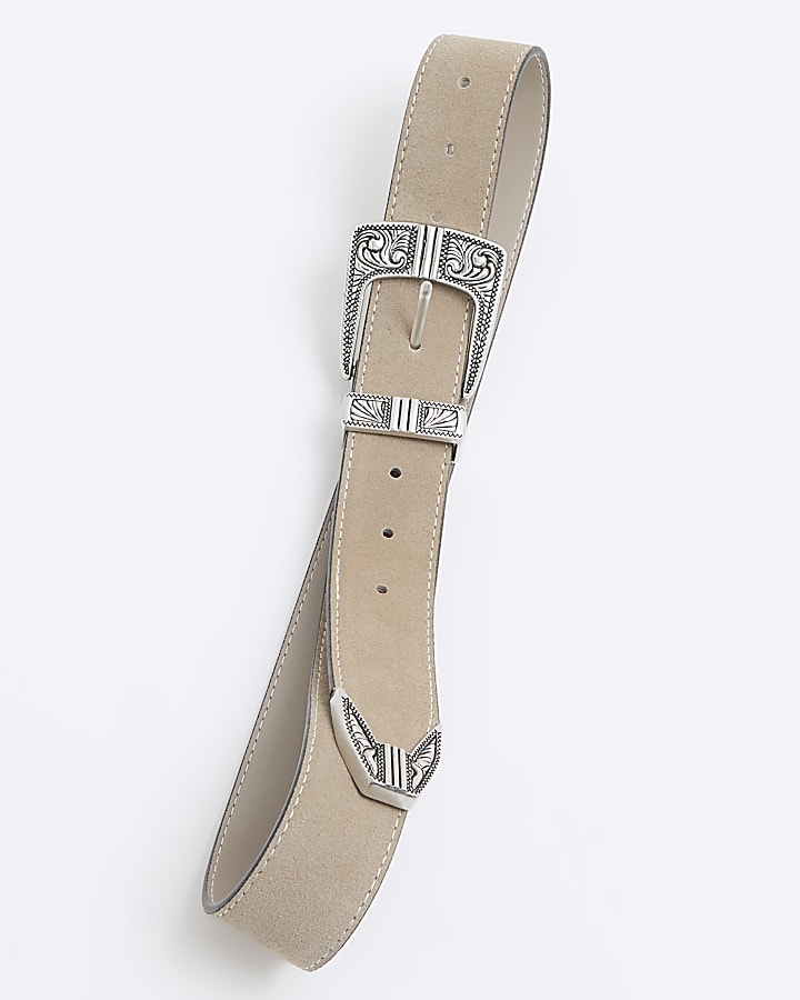 Grey Suede Western Belt