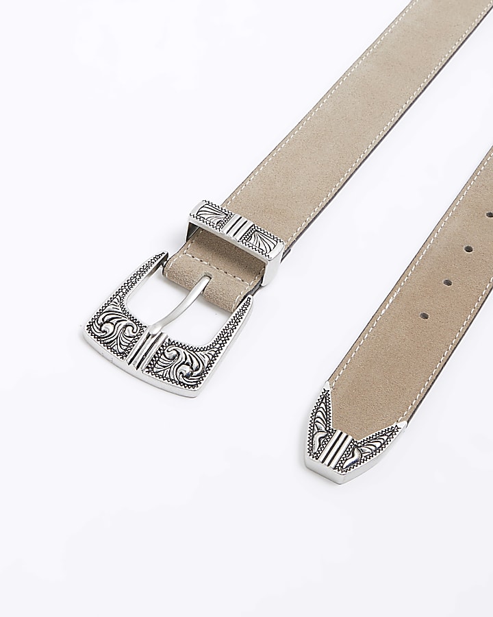 Grey Suede Western Belt