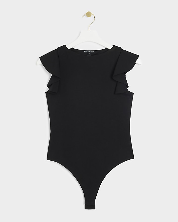 Black frill detail bodysuit