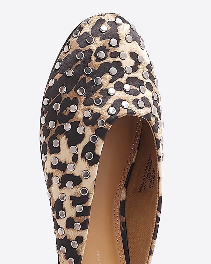 Brown Leopard print Studded Mules