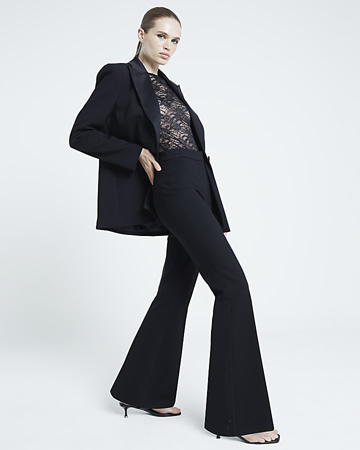 Black Wide Leg Bootcut Trousers