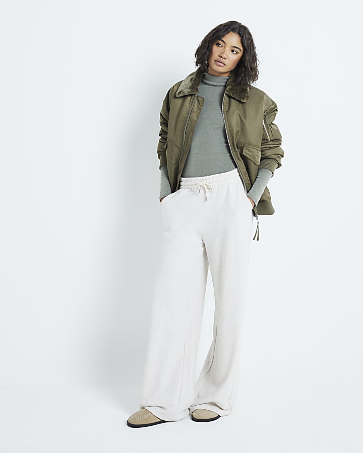 Khaki Long Sleeve Roll Neck Top