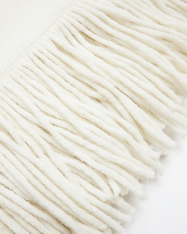 Cream Extreme Tassel Knitted Scarf