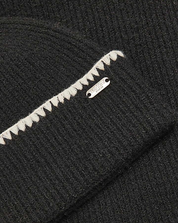 Black Hat and Scarf Gift Set