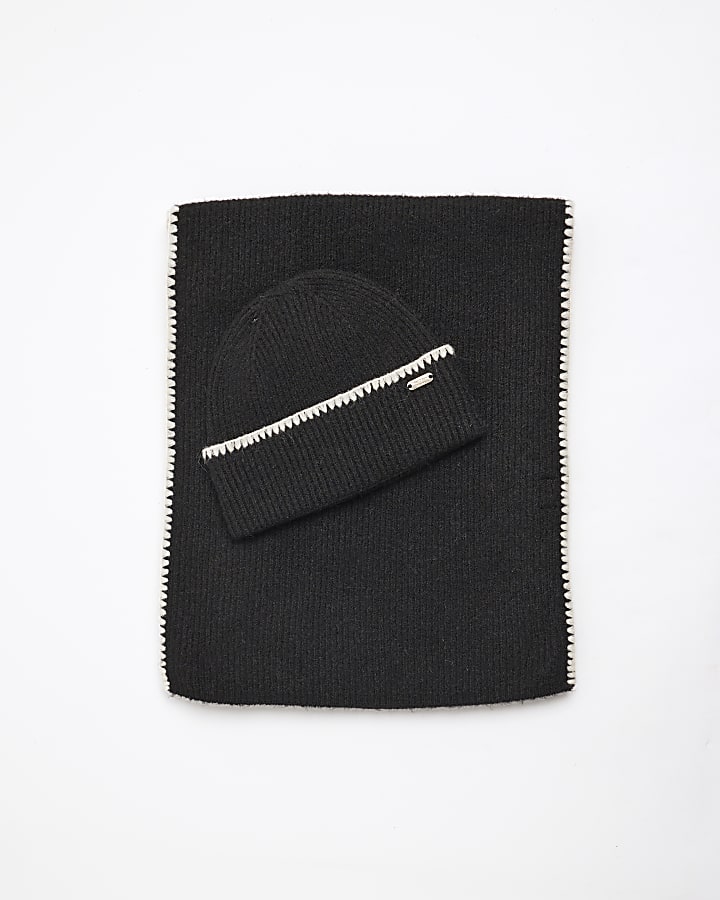 Black Hat and Scarf Gift Set