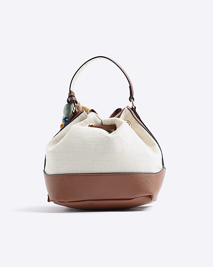 Cream Embroidered Bucket bag