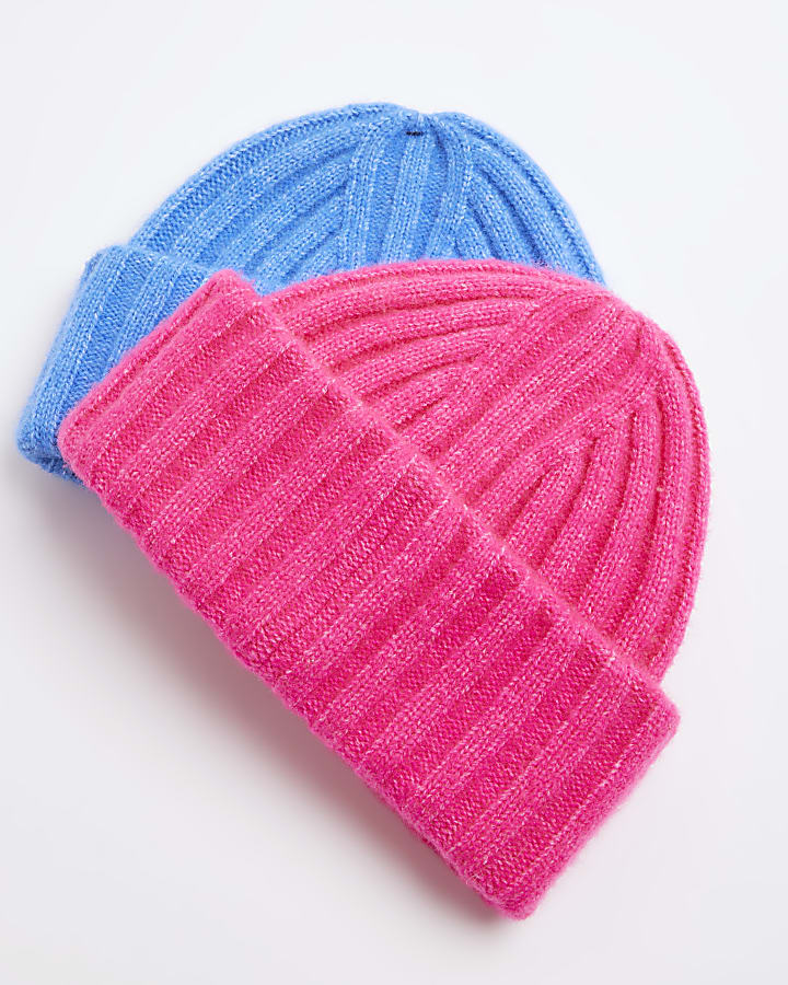 Pink Double Turn Up Beanie