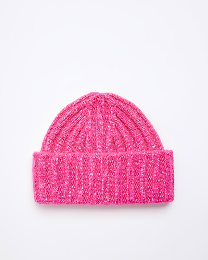 Pink Double Turn Up Beanie