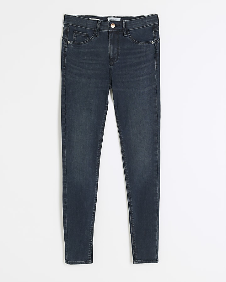 Blue denim mid rise molly sculpted jeans