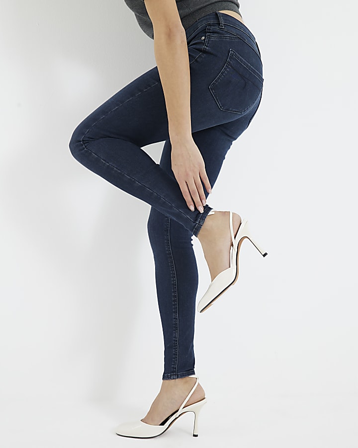 Blue denim mid rise molly sculpted jeans