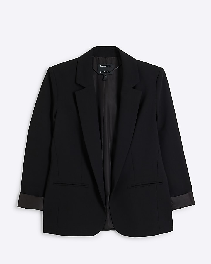 Black rolled sleeve blazer