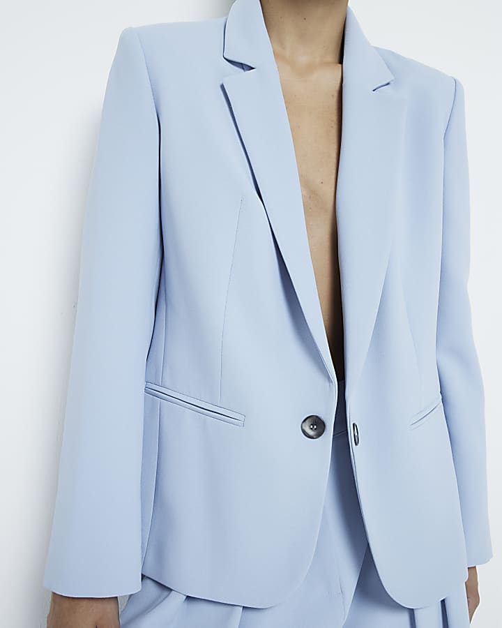 Blue rolled sleeve blazer