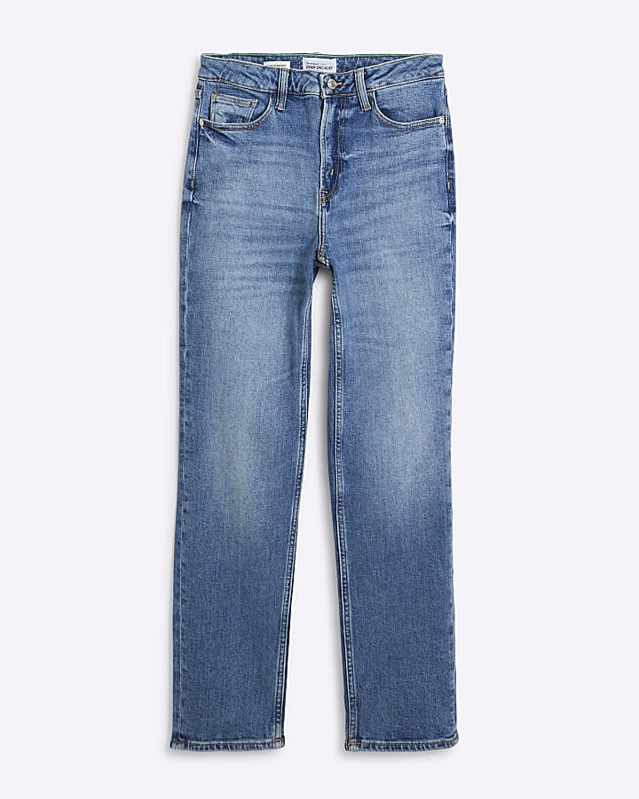 Blue High Waisted Slim Fit Ankle Grazer Jeans